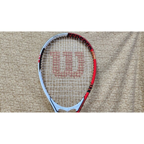Wilson Federer 110 Adult Tennis Racket Red/White/Black + Sleeve Power Strings - Picture 13 of 14